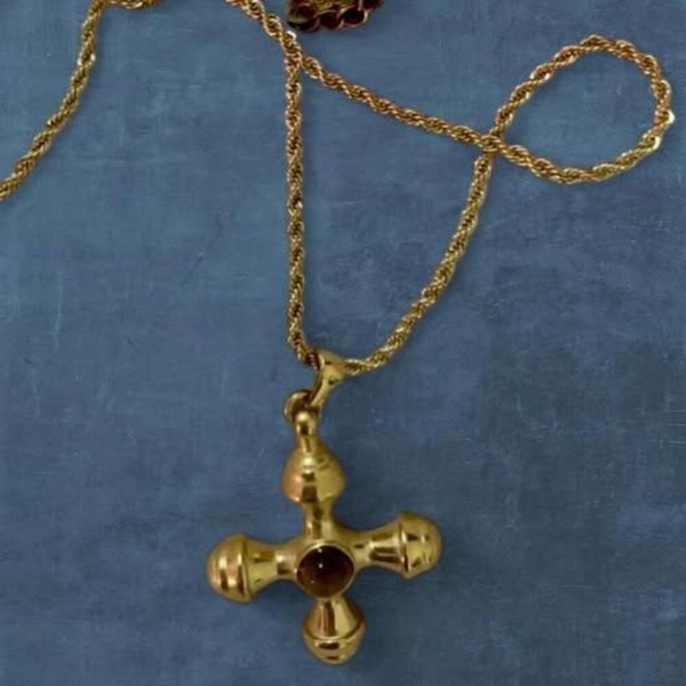 y2k style chunky gold plated cross necklace